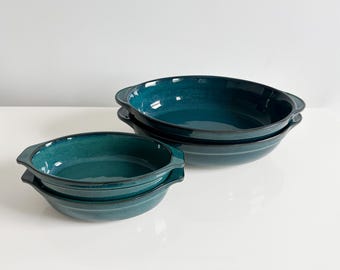 Denby Greenwich Teal Stoneware Oval Baker: Vintage England Casserole