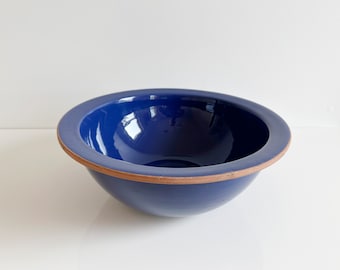 Villa Cobalt Blue Large Terracotta Earthenware 12" Ceramic Bowl by Dansk Portugal Vintage 1990s