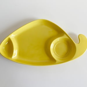 Yellow Luncheon Snack Plate with Integrated Handle Vintage