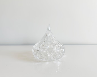 Vintage Shannon Crystal Hershey Kiss Candy Dish: Clear Cut Glass Trinket Jar
