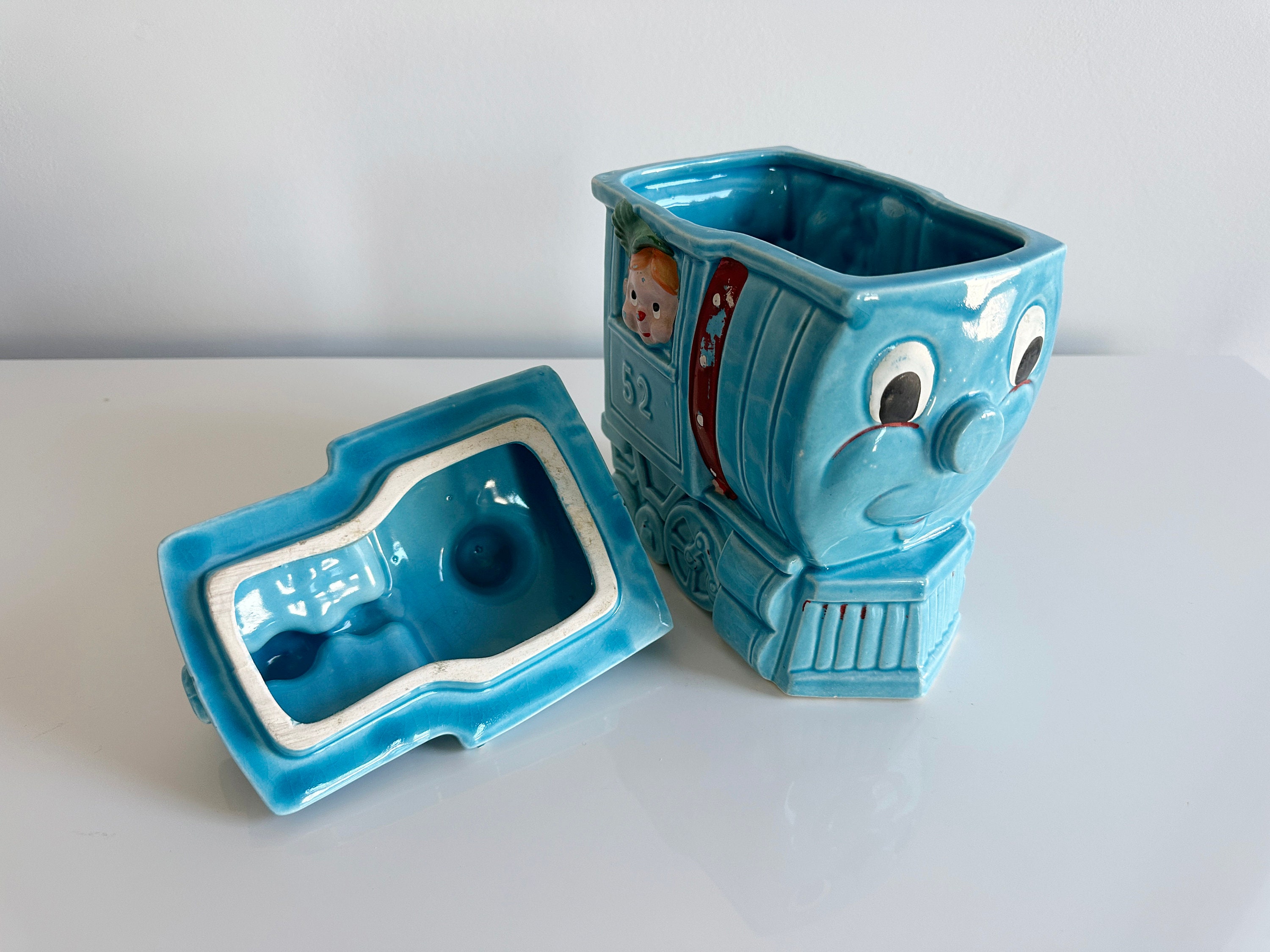 Cookie Train Ceramic Canister Cookie Jar Mid-century Royal Sealy