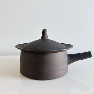 Vintage Dansk Flamestone 2 Quart Casserole & Smooth Brown Dinnerware by Jens Quistgaard Denmark/Japan 1950s