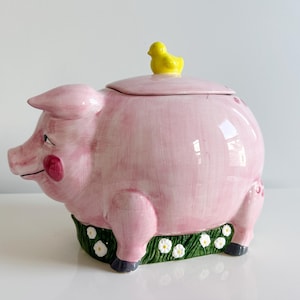 Pink Pig Ceramic Canister Cookie Jar Cooks Club China Vintage 1990s