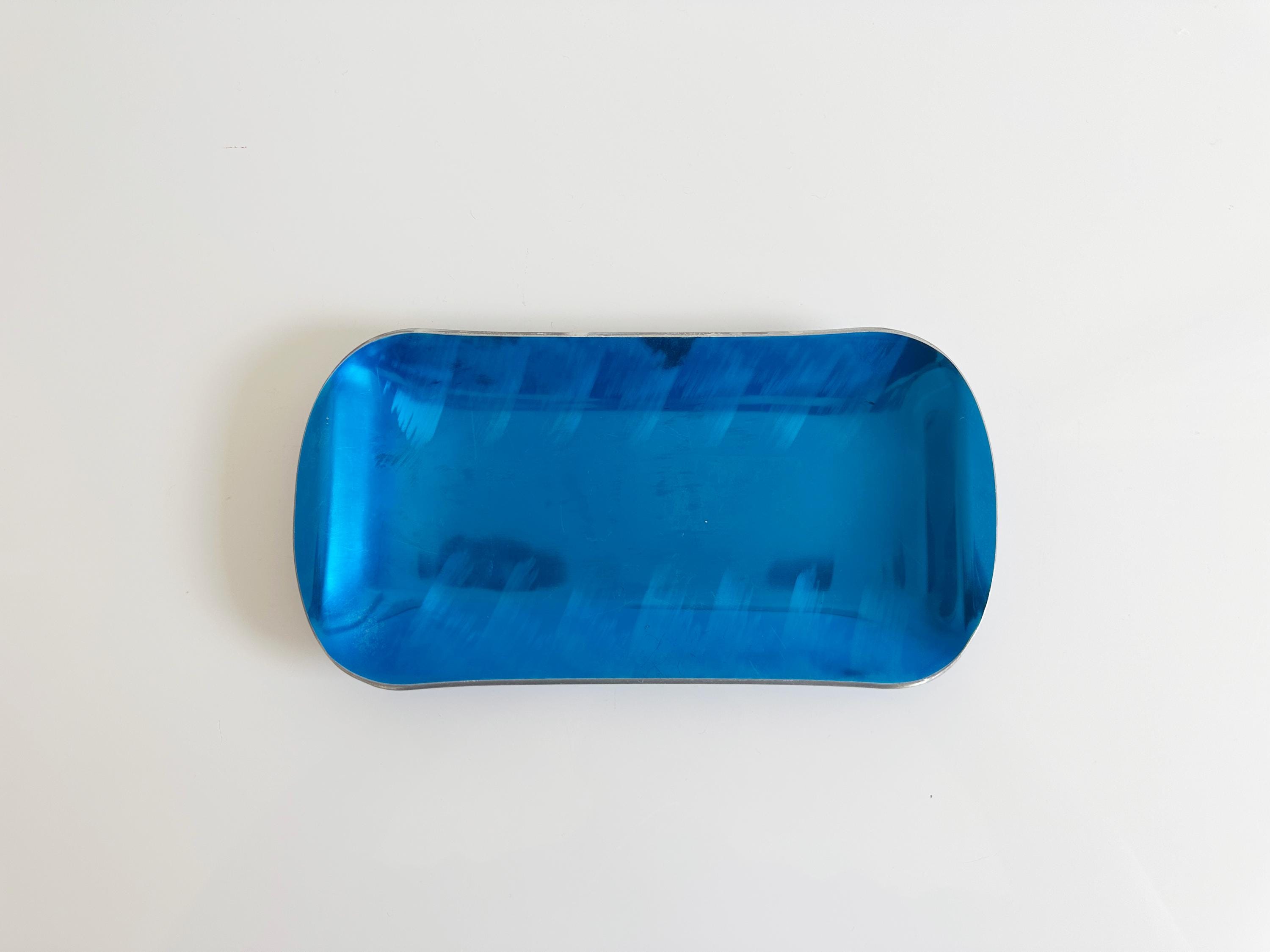 Design Olden Norway Blue Anodized Aluminum Cache Tray Mid-century