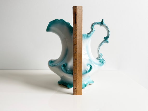 Antique Turquoise Semi-porcelain Pitcher: W.H. Grindley Victorian
