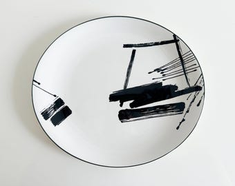Vintage Larry Laslo Dinnerware: Calligraphy Brushstroke & Nouveau Pastel Dishes by Sango 1990s