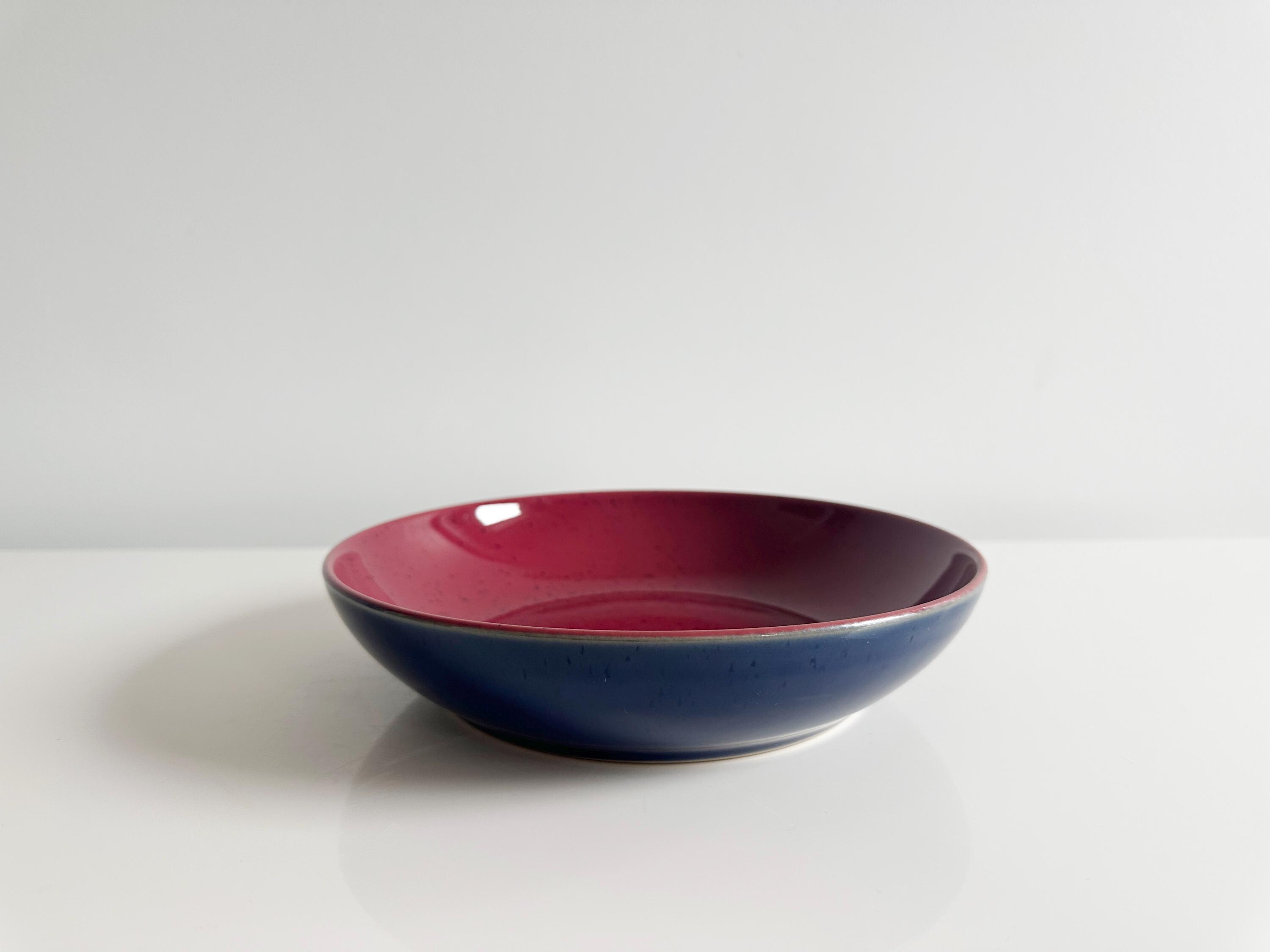 Denby-Langley ハーレクイン レッド ブルー パスタ ボウル　2枚 Denby-langley Harlequin Dinnerware: Dinner Plates, Pasta Bowls