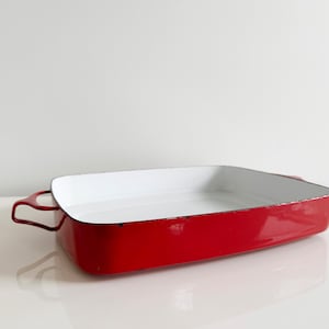 Dansk Kobenstyle Red Large Rectangular Enamel Steel Roasting Pan France Vintage 1960s