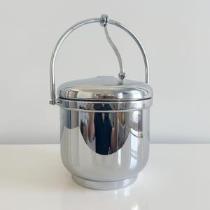 Vintage Thermos Krome Kraf Ice Bucket by Farber Brothers Silver Plated Art Deco Style USA 1950s