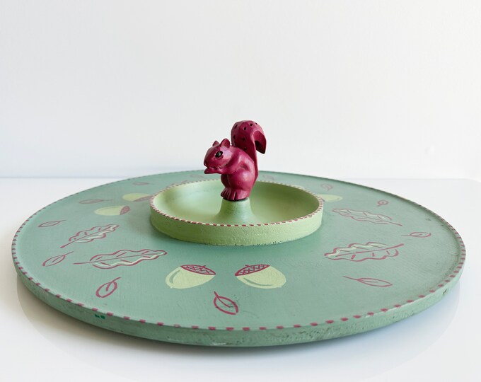 Red Squirrel Charcuterie Board Centerpiece Wooden Serving Platter