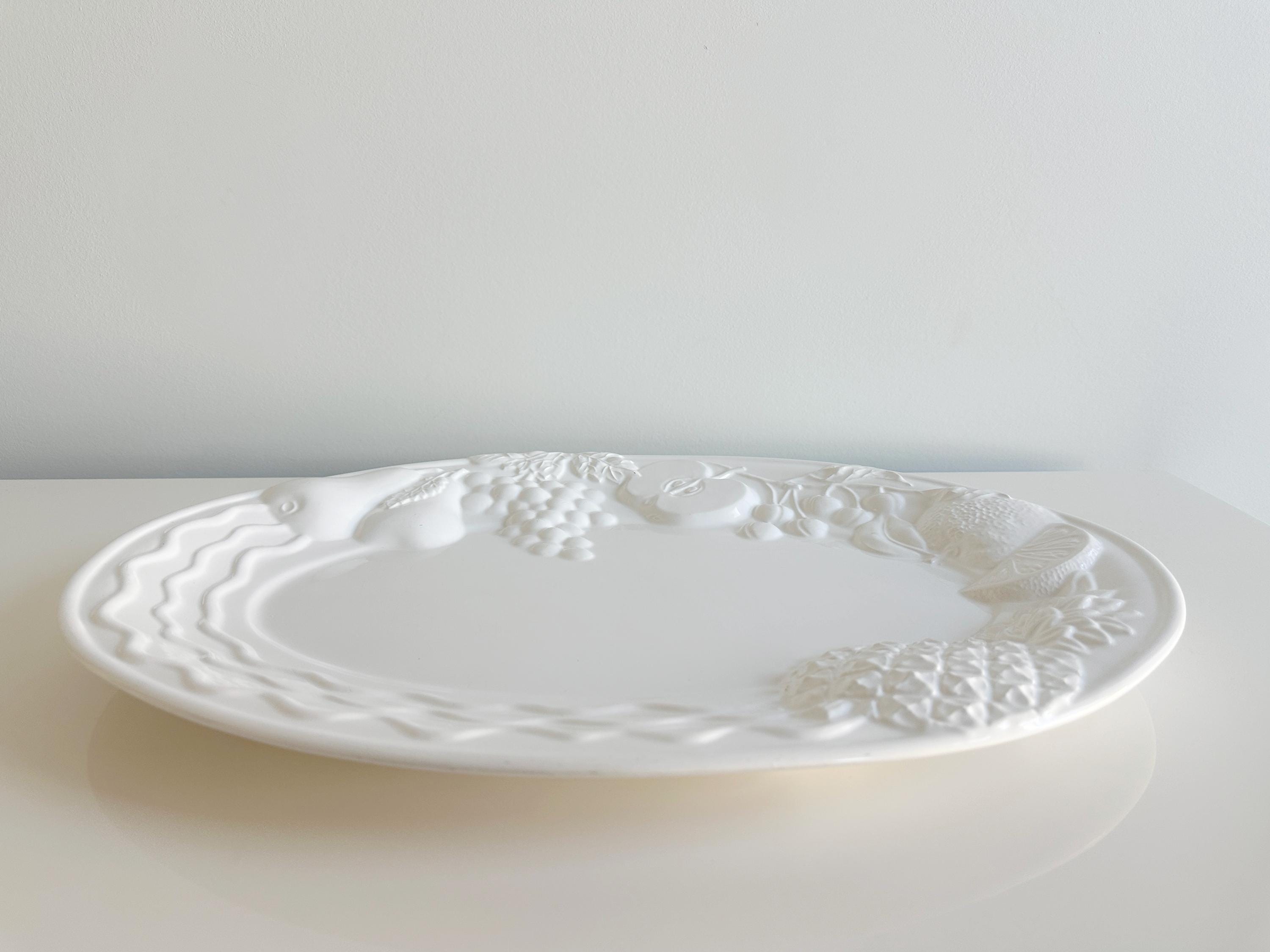 Fruit Themed White Oval Serving Platter A Santos Portugal Vintage