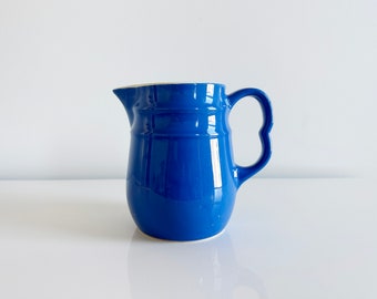 Blue Ceramic Pitcher Carafe Jug by Oxford Stoneware USA Pottery Vintage 1950s