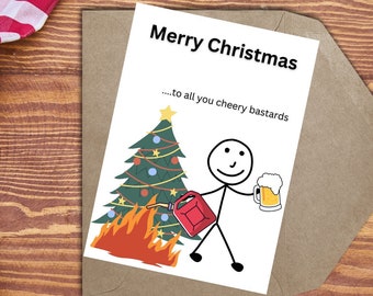 Burning Christmas, funny digital card, funny Christmas card, angry Christmas card, funny Christmas card for work, Funny Printable card