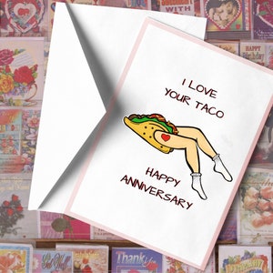 Anniversary card for her, funny anniversary card for her, anniversary card, taco anniversary card, new relationship card, lovers card