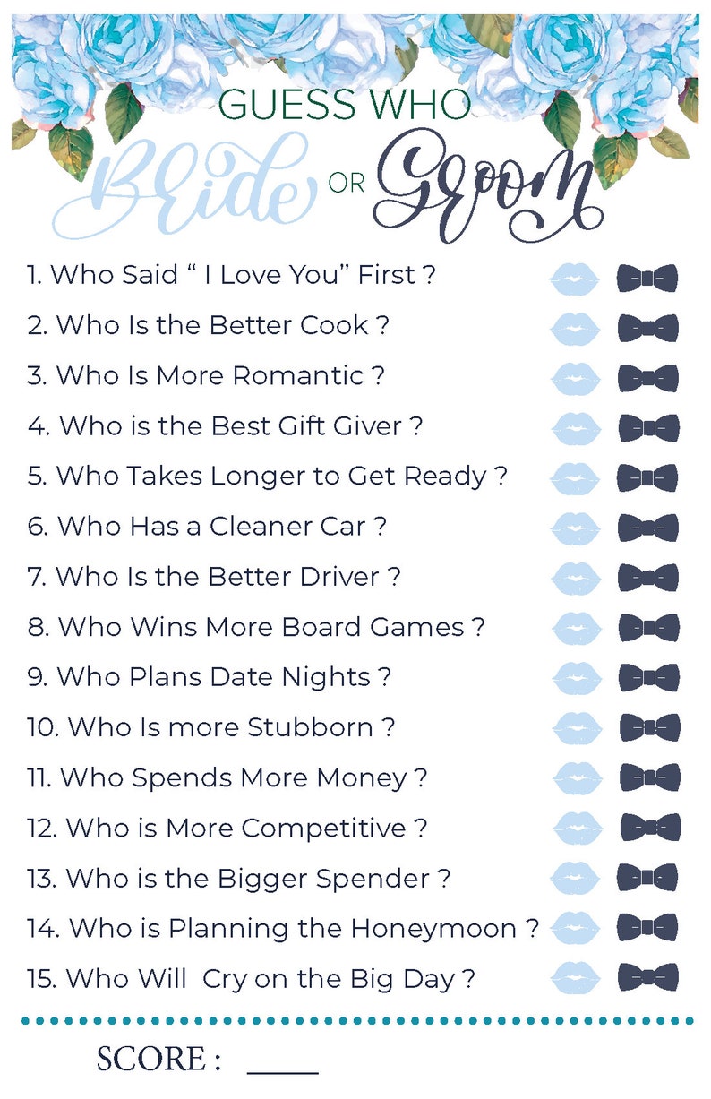 Printable Bride or Groom Guess Who Game, Ready to Print Bridal Shower ...