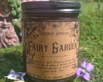 Fairy Garden Crackling Wood Wick Coconut-Soy Candle with nontoxic fragrance oils