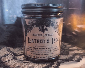 Leather & Lace Rustic Wood Wick Coconut Soy Wax Jar Candle