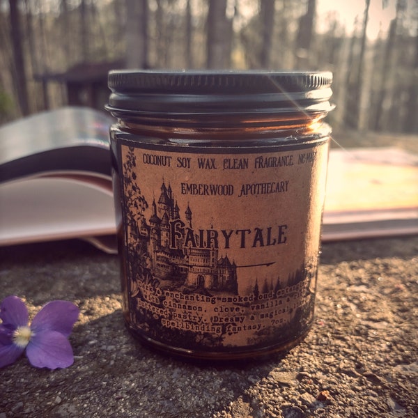 Fairytale Rustic Wood or Cotton Wick Coconut-Soy Candle with nontoxic fragrance oils