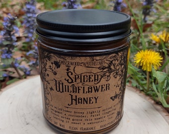 Spiced Wildflower Honey Crackling Wood Wick Candle with Nontoxic Fragrance Oils