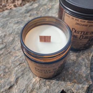 Castle in the Clouds Rustic Wood or Cotton Wick Coconut Soy Wax Jar Candle image 3