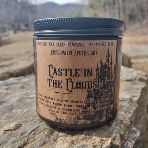 Castle in the Clouds Rustic Wood or Cotton Wick Coconut Soy Wax Jar Candle image 2