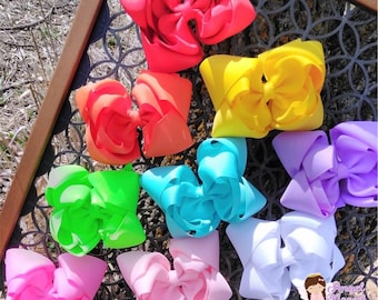 Big Hair Bows, Girls Hairbows, Double Bows, You Pick colors, 4” Hairbows