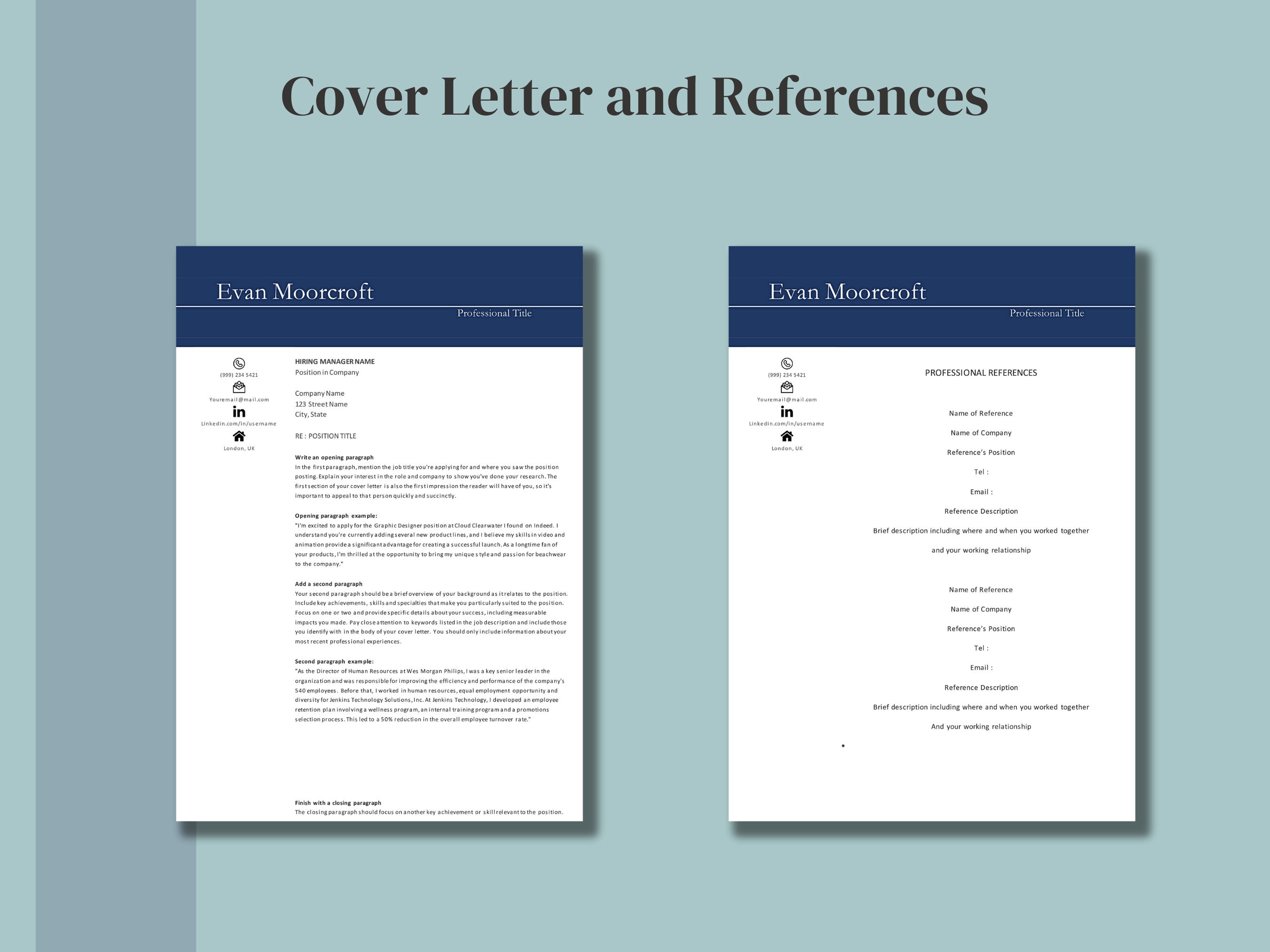 Executive Resume Template Men Professional Tech Resume Etsy