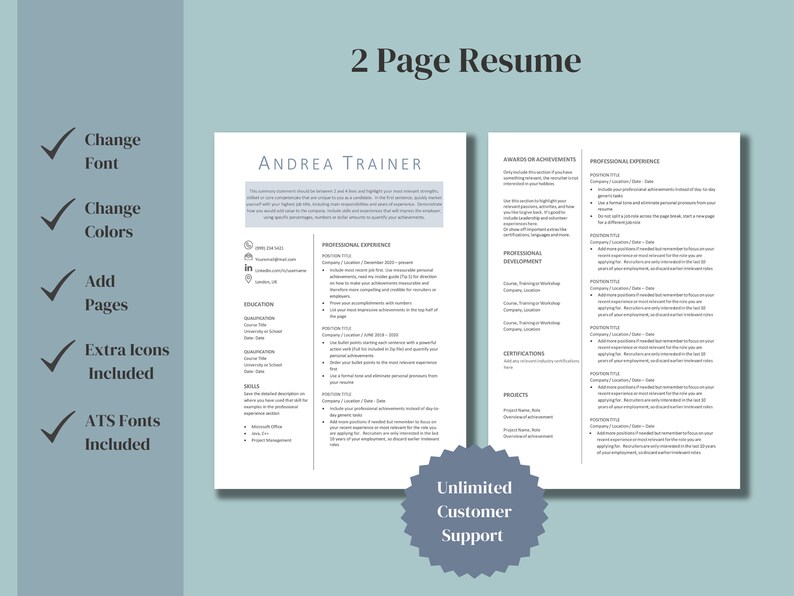 RN Nursing Resume Template Word Two Page Nurse CV Google Docs Medical