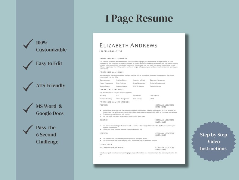 Simple Resume Template ATS Friendly - Il 794xN.5012850043 Sufa 