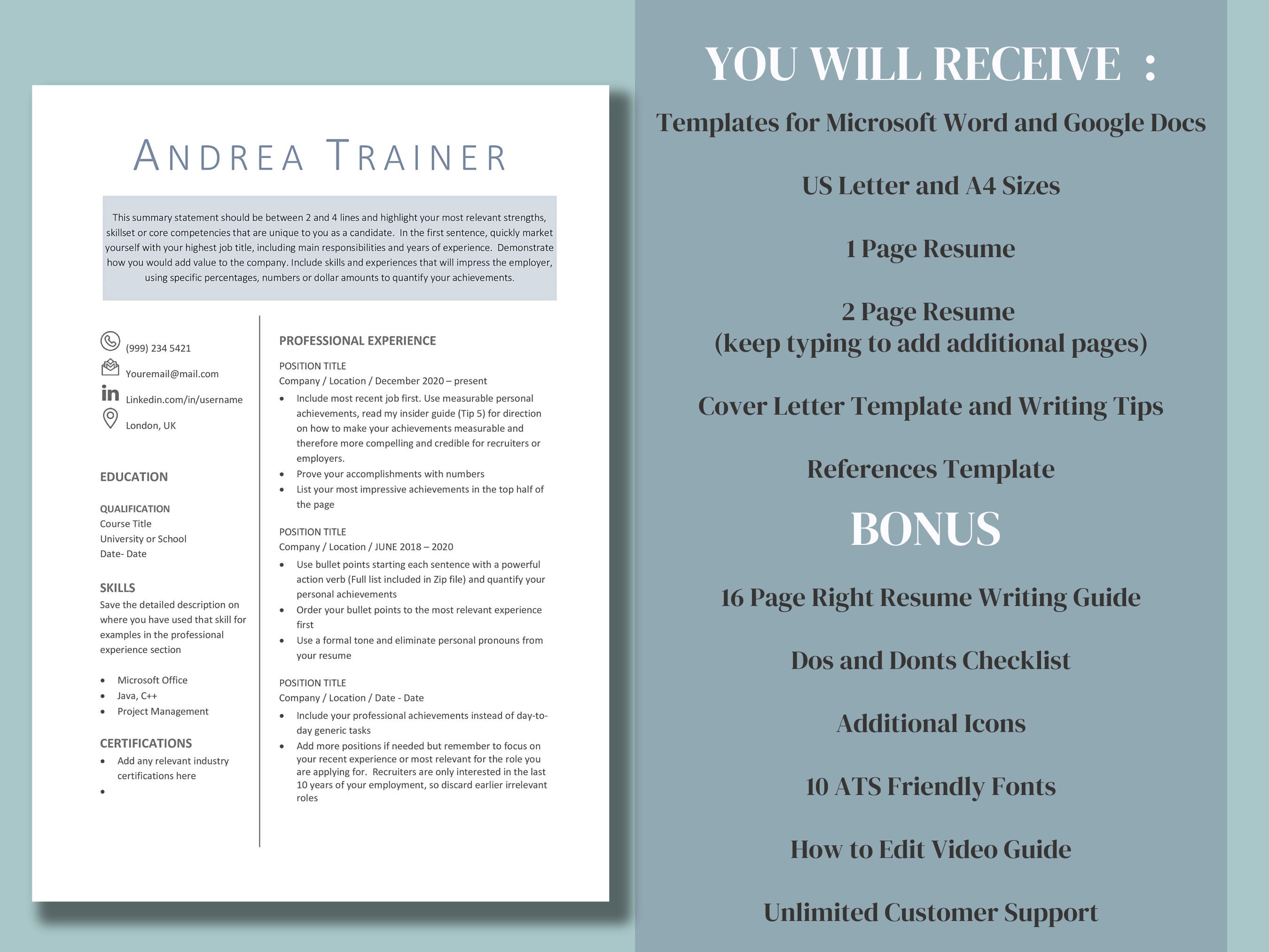 RN Nursing Resume Template Word Two Page Nurse CV Google Docs Medical RN Nursing Resume Template Word Two Page Nurse CV Google Docs Medical