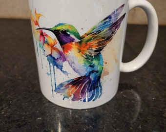Rainbow hummingbird coffee mug