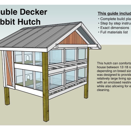 Plans for Backyard Double Decker Rabbit Hutch Etsy