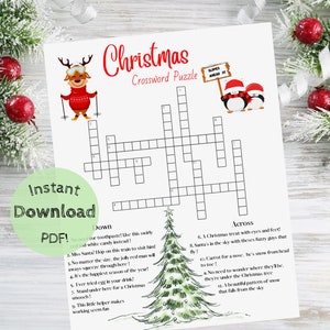 Christmas Crossword Puzzle, Christmas Family Games, Christmas Word Games, Christmas Games for Kids