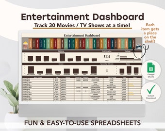 Entertainmentdashboardsjabloon (klassiek thema) | Google Spreadsheets-sjabloon | Digitaal | Bewerkbaar