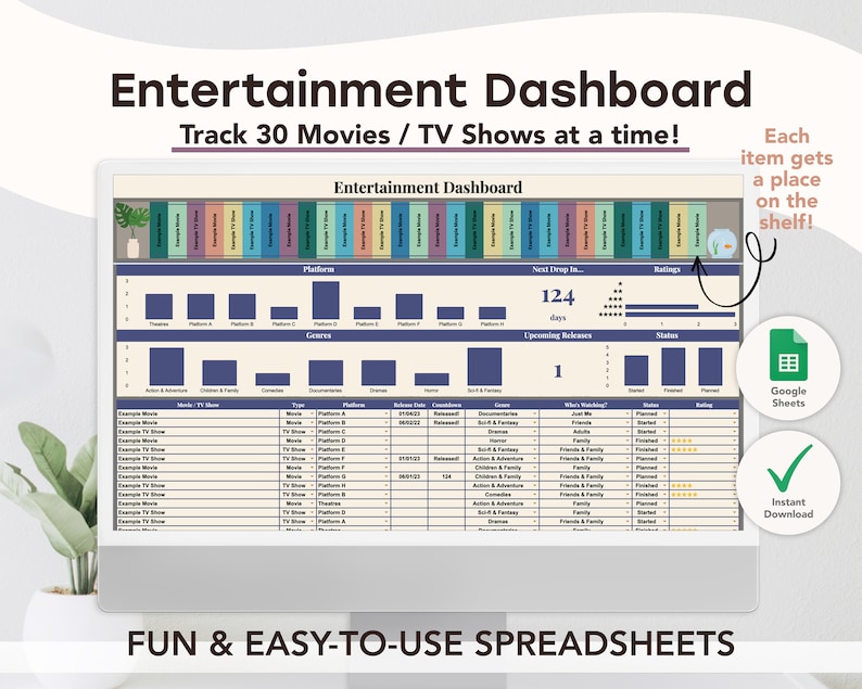 Entertainment Dashboard Template (tropical Theme) | Google Sheets ...