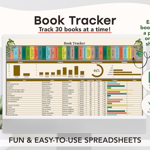 ブック トラッカー テンプレート (旅行者テーマ) | 読書ログ | ブック ジャーナル | Google スプレッドシート スプレッドシート | デジタル | 編集可能