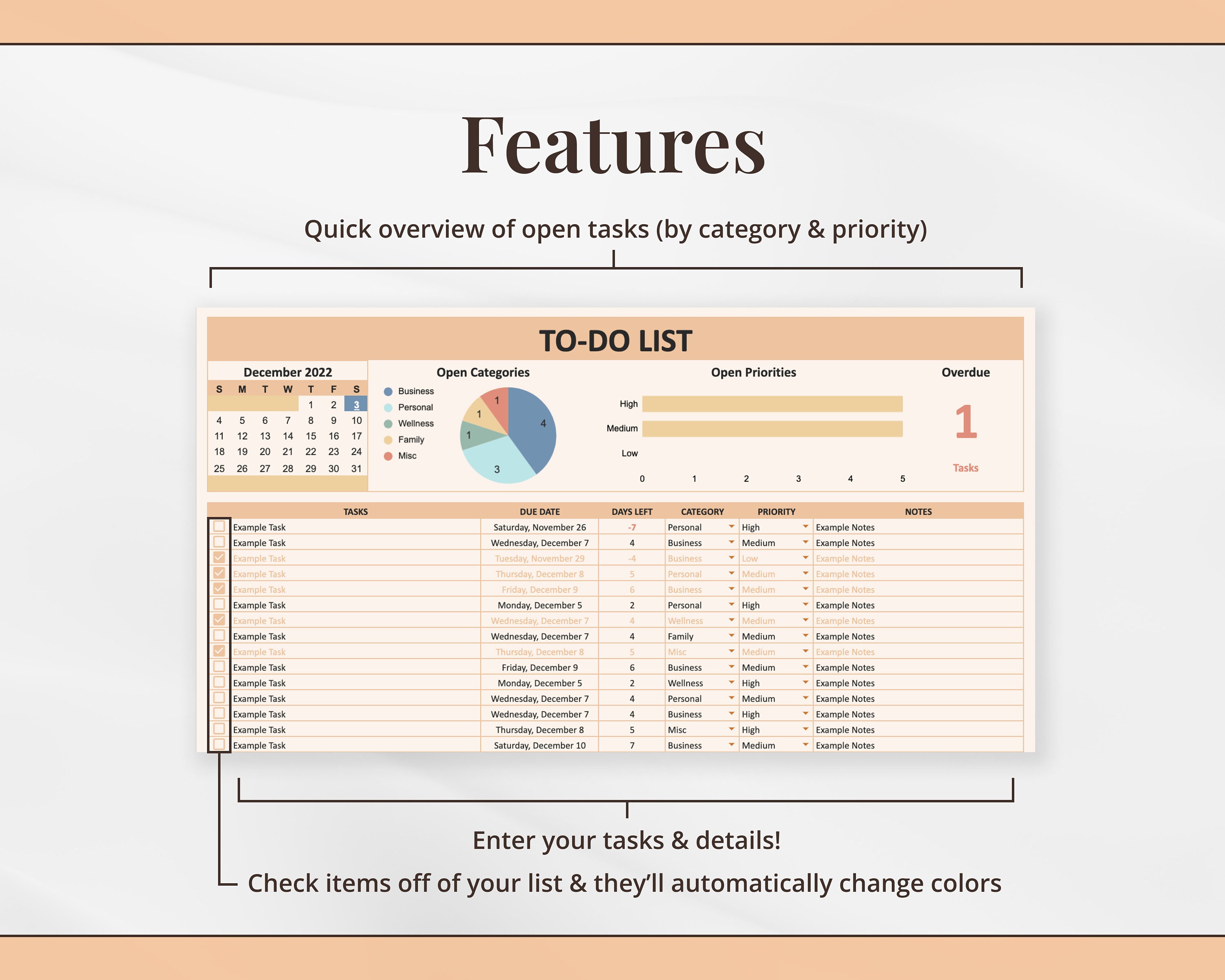 Easy Todo List Template Google Sheets Template Etsy Canada