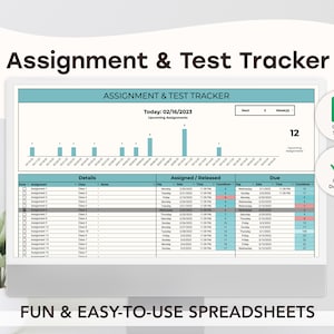 Assignment & Test Tracker | Google Sheets Template | Digital | Editable