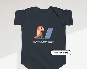 Remote Work Buddy Bodysuit | Work at Home Baby Shirt | Coworker Baby Bodysuit | Comfortable Baby Graphic Gift for New Parents