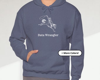 Data Wrangler-hoodie | Sweater paard cowboy cowgirl | Grappig gegevenssweater | Cadeau voor dataliefhebbers | Shirt met lange mouwen Graphic Data