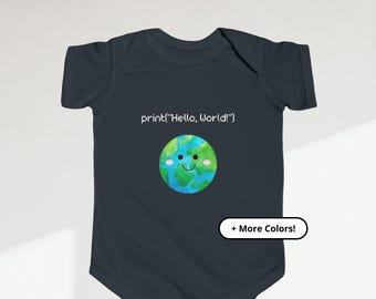 print(Hello, World!) Programmer Bodysuit | Nerdy Shirt | Coder Baby Bodysuit | Comfortable Baby Graphic Gift for New Parents