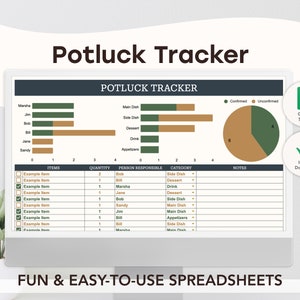Potluck Tracker Template (Classic Theme) | Party | Google Sheets Template | Digital | Editable