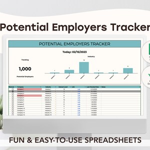 Potential Employers Tracker | Job Search | Google Sheets Template | Digital | Editable