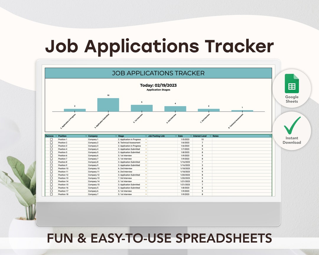 Job Applications Tracker | Google Sheets Template | Digital | Editable ...