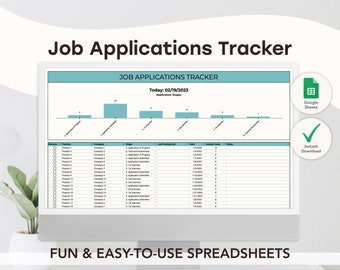 Job Applications Tracker | Google Sheets Template | Digital | Editable