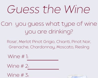 Festive Game of Guess the Wine, Party Games, Instant download