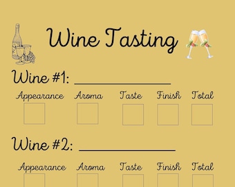 Festive Wine Tasting: Printable Score Card, Bottle Tags & Christmas Party Game, Holiday Wine Bottle Tags, Wine Tasting Score Card