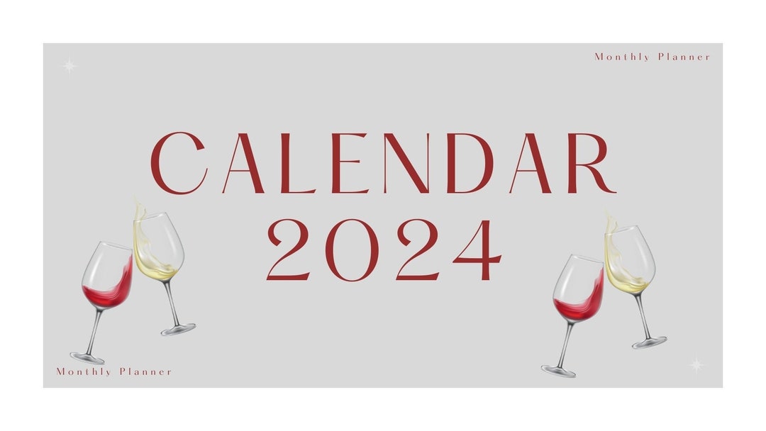 Wine Calendar 2024, Printable, Instant Download Etsy