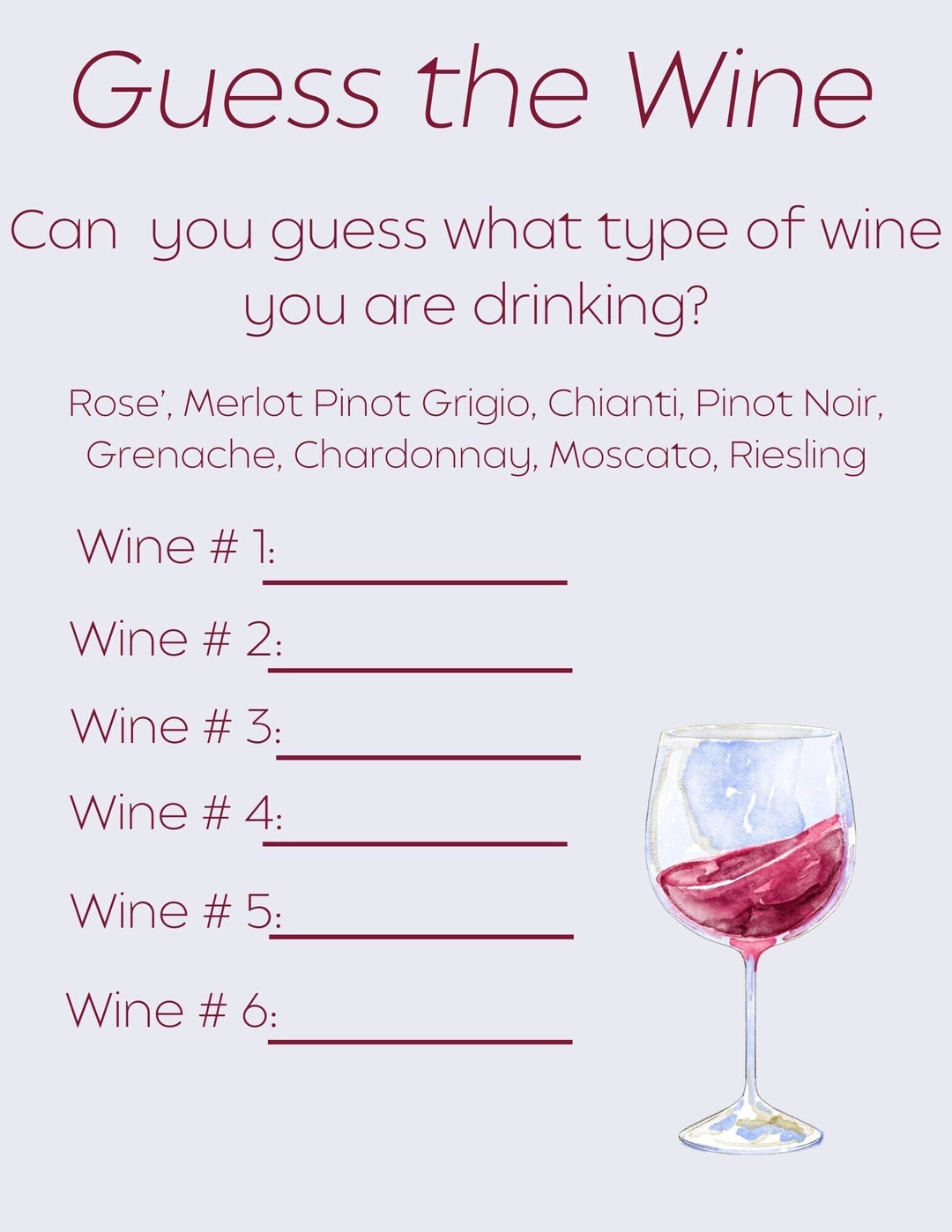 Festive Game of Guess the Wine, Party Games, Instant