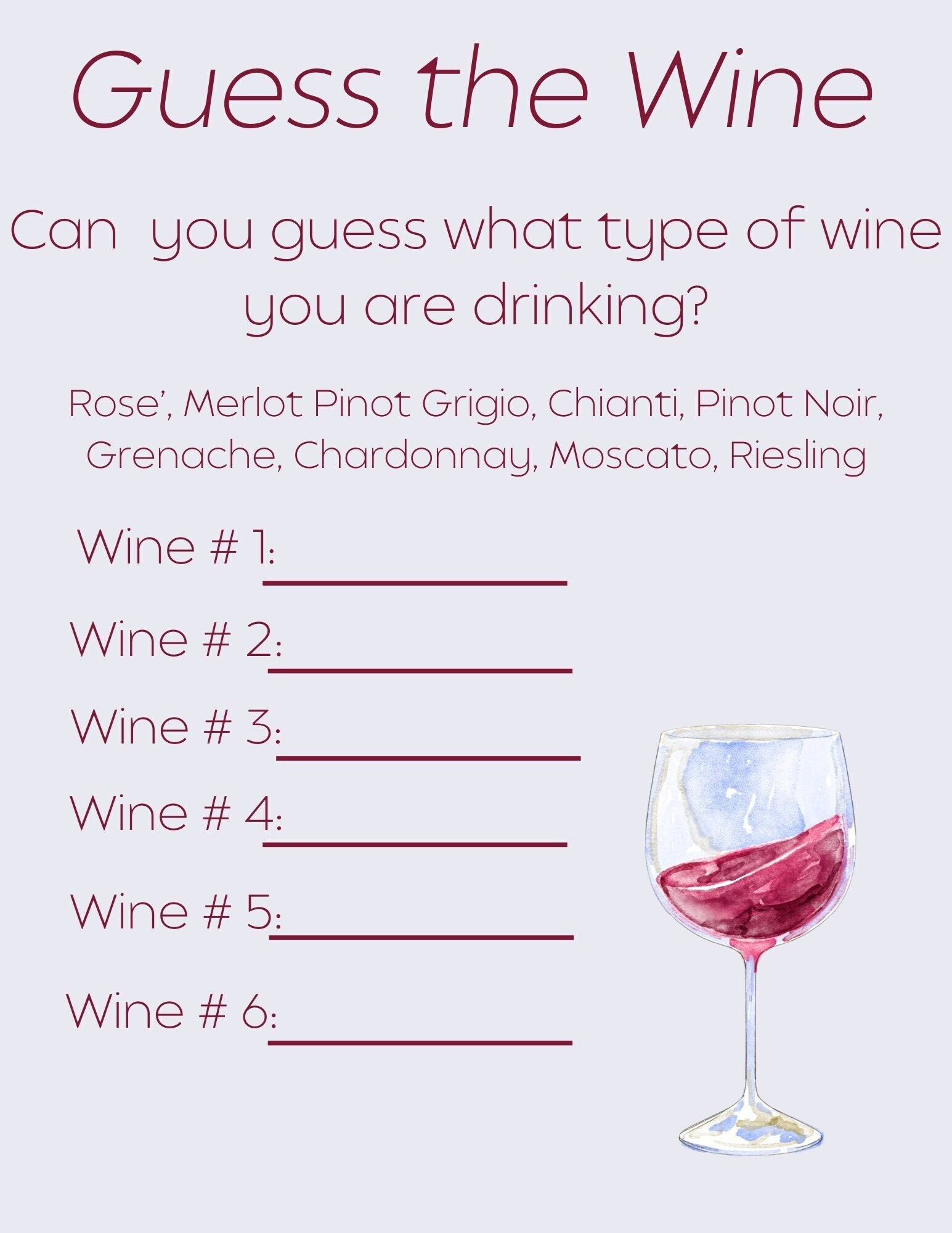 Festive Game of Guess the Wine, Party Games, Instant